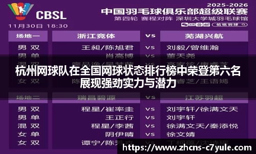 杭州网球队在全国网球状态排行榜中荣登第六名展现强劲实力与潜力